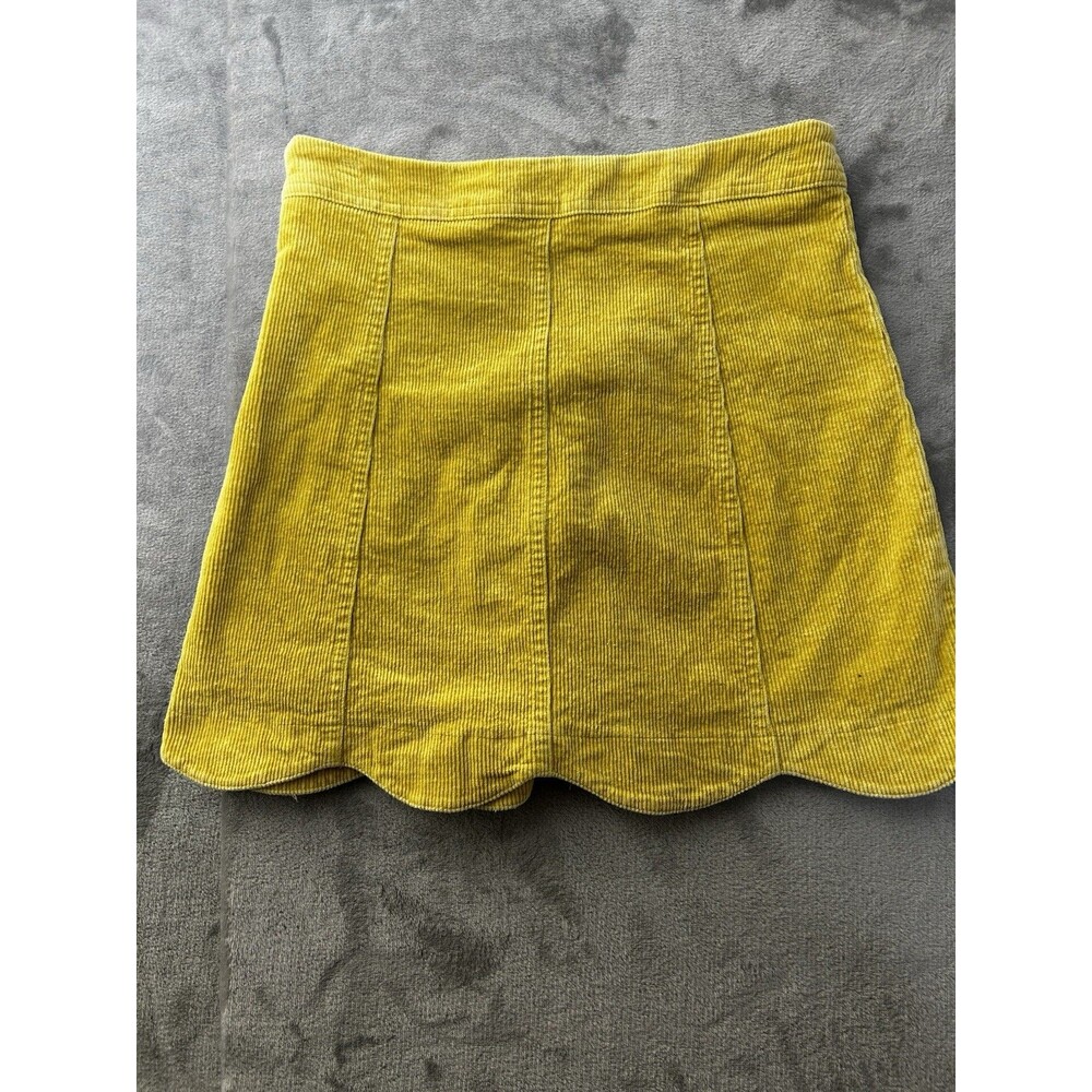 Altar’d State Corduroy Mini Skirt Womens Medium Mustard Yellow Scallop Hem